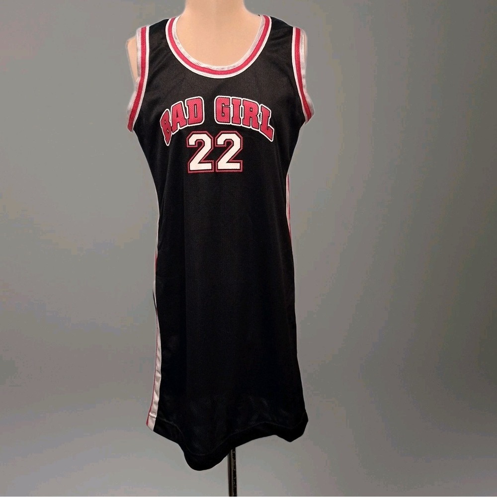 Women's VTG Streetwear Y2K Black‎ Bad Girl #22 Basketball Jersey Tank Dress Sz M